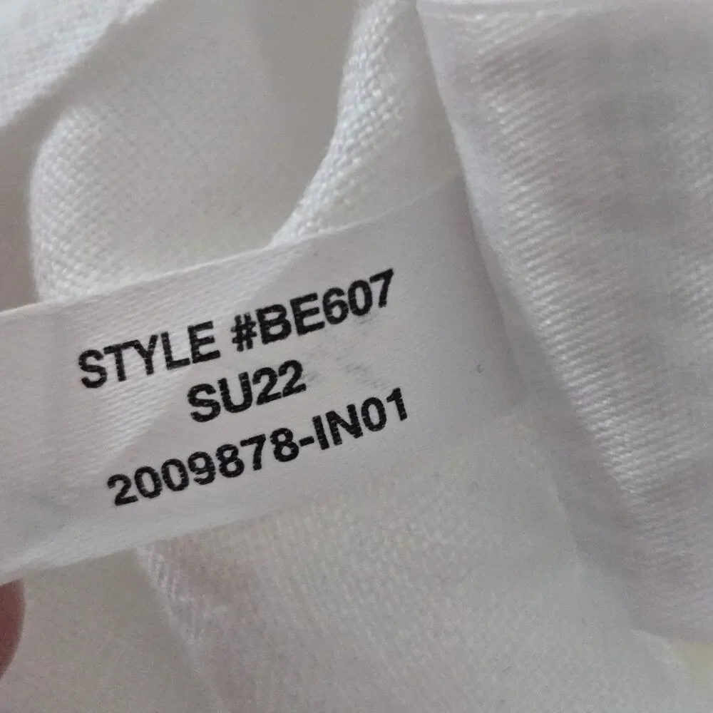 J Crew Mens XXLT Baird McNutt Irish Linen Shirt White Short Sleeve Button Front